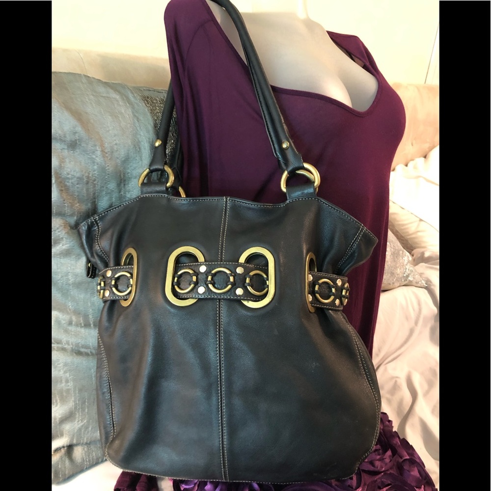 Scarlett Blake black leather hobo